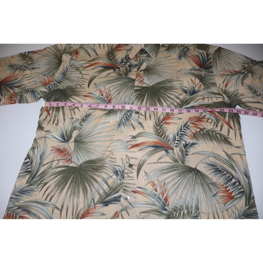 Tori Richard Honolulu Mens XL Tropical Palm Cruise Button Down Shirt Tan Green - Picture 8 of 10
